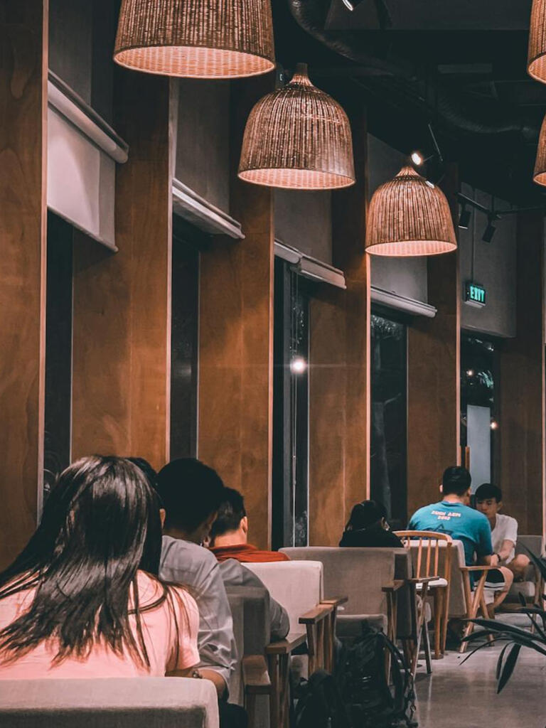 people dining in a restaurant or cafe